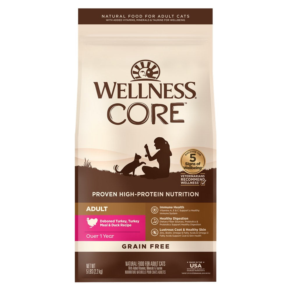 "Wellness CORE Adult Turkey, Turkey Meal & Duck Grain-Free Dry Cat Food"