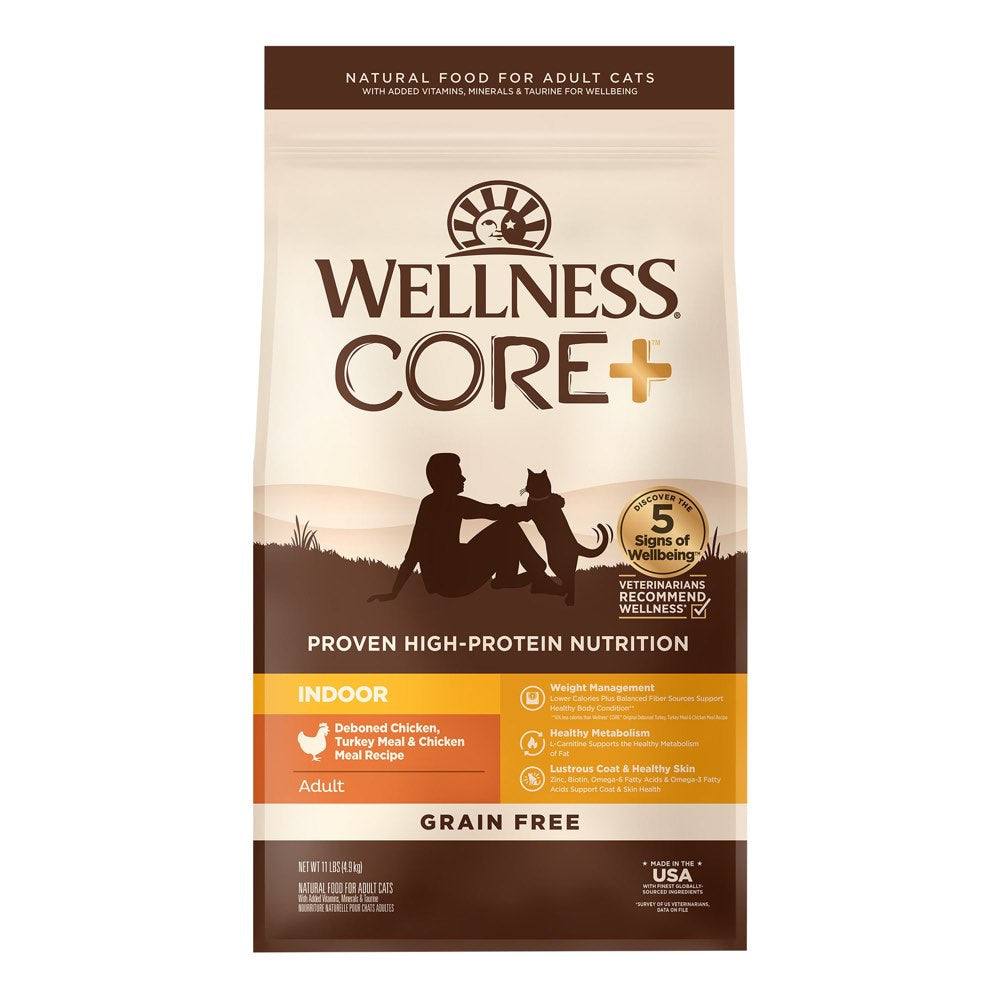 "Wellness CORE+ Indoor Chicken, Turkey & Chicken Meal Dry Cat Food "