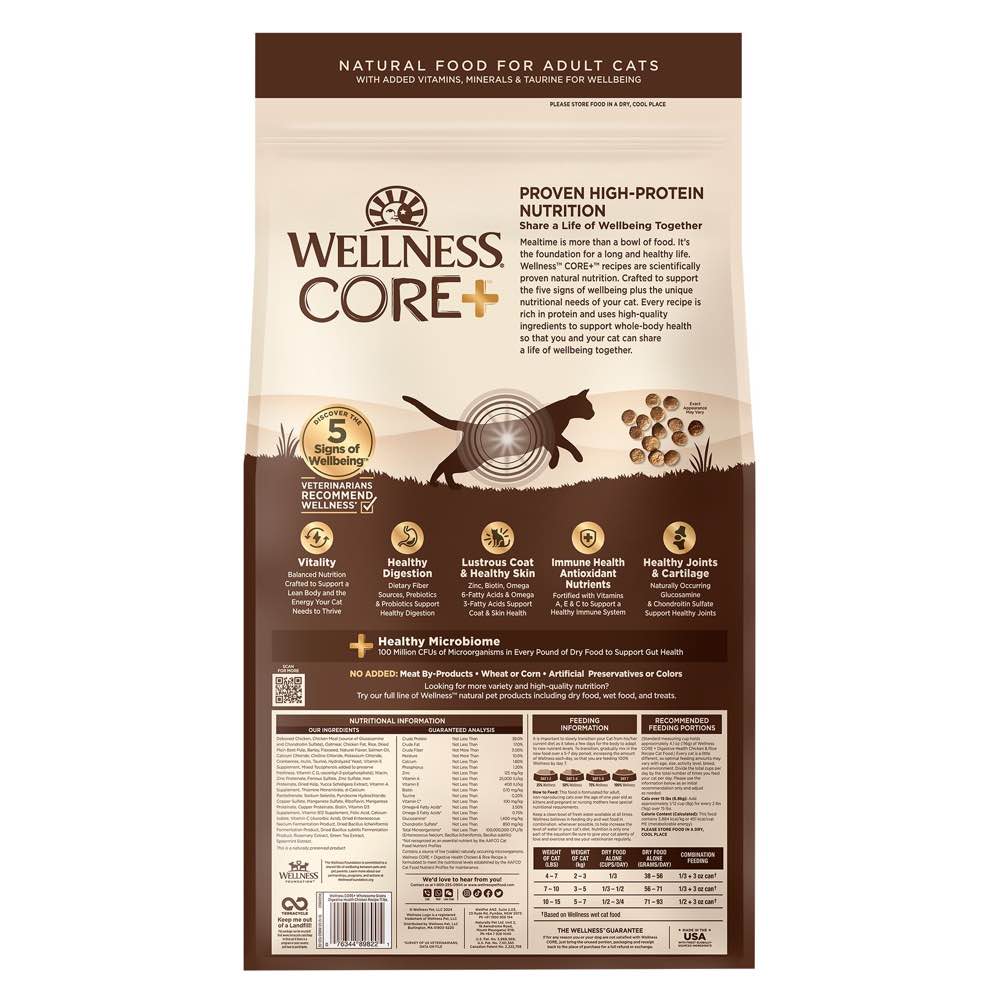 "'FREE TREATS': Wellness CORE+ Indoor Chicken, Turkey & Chicken Meal Indoor Formula Dry Cat Food"