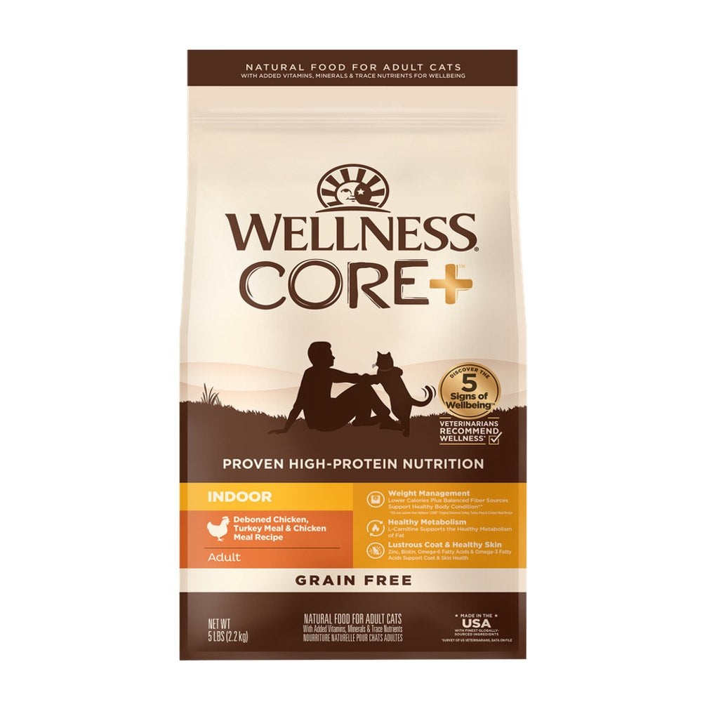 "'FREE TREATS': Wellness CORE+ Indoor Chicken, Turkey & Chicken Meal Indoor Formula Dry Cat Food - Kohepets"