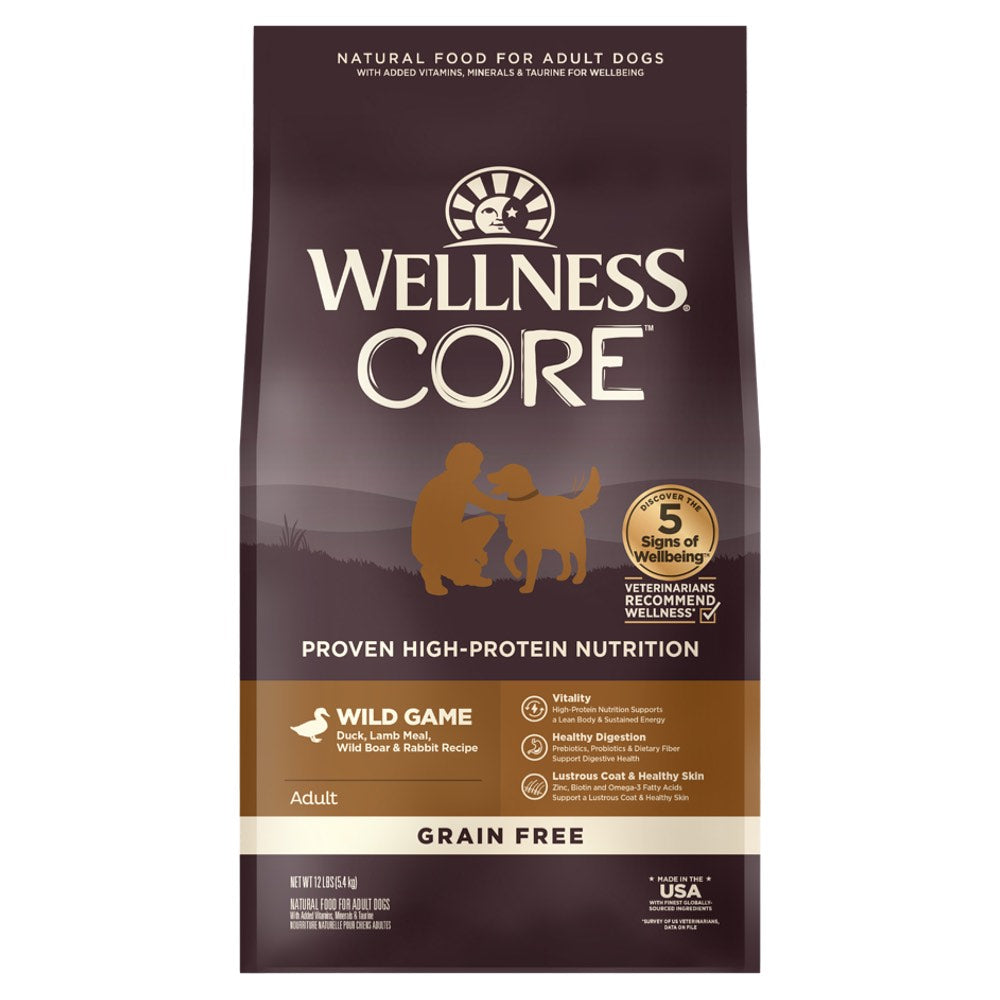 'FREE TREATS': Wellness Core Grain-Free Wild Game Formula Dry Dog Food