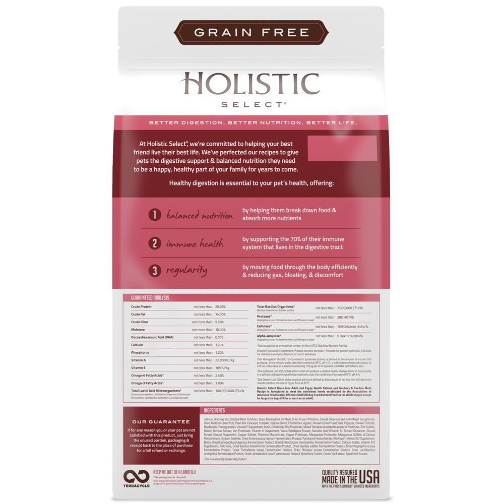 "Holistic Select Grain Free Adult & Puppy Health Anchovy, Sardine & Salmon Dry Dog Food"
