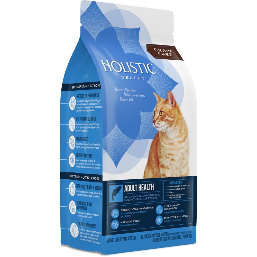 "Holistic Select Adult Health Anchovy, Sardine & Salmon Meal Grain-Free Dry Cat Food"