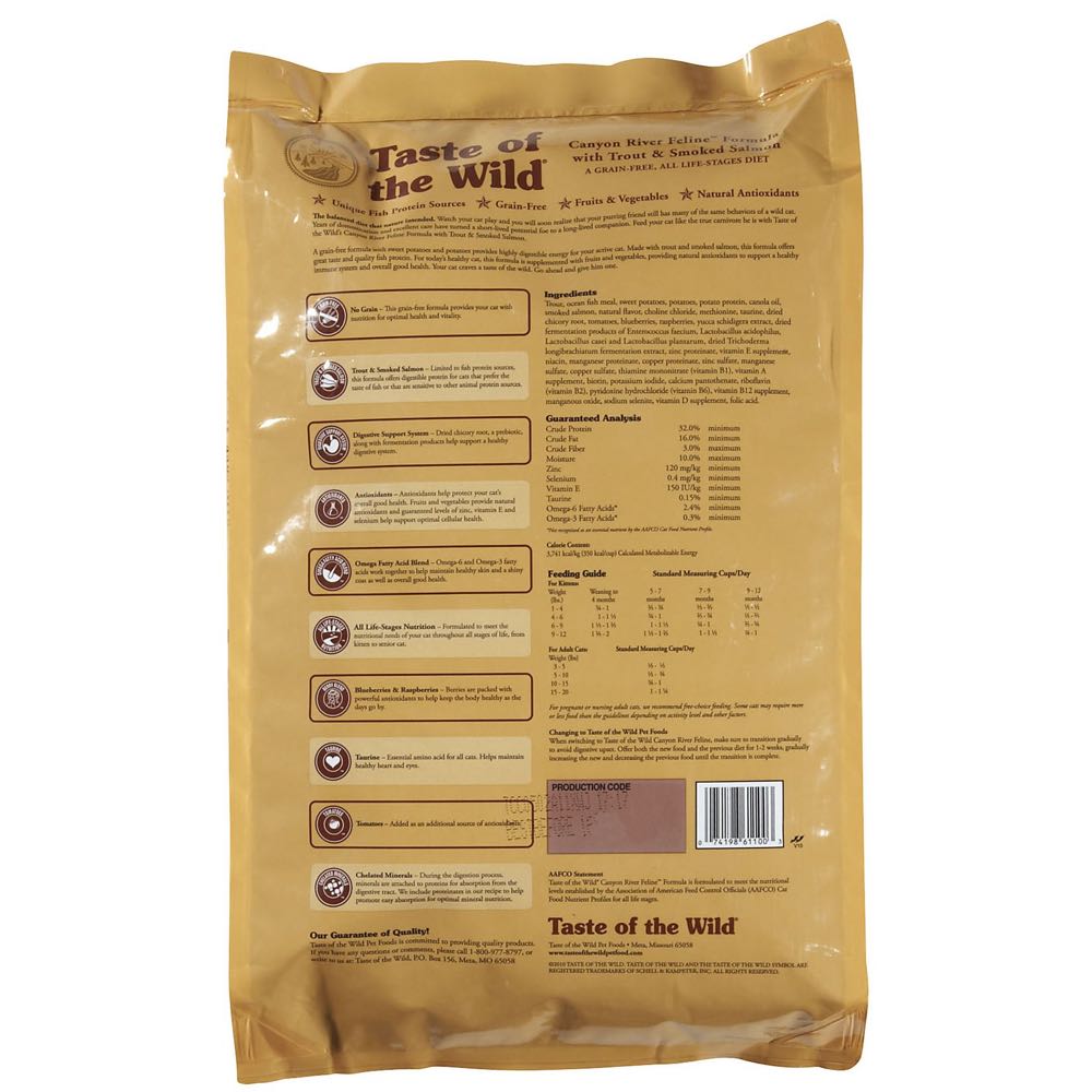 'BUNDLE DEAL/FREE TREATS': Taste Of The Wild Canyon River Trout & Smoke-Flavored Salmon Grain-Free Dry Cat Food
