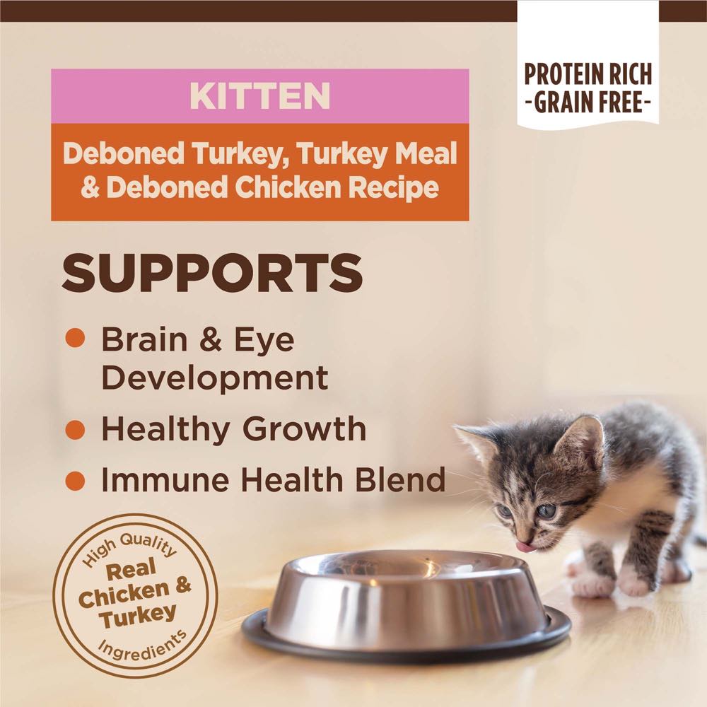 "'FREE CANNED FOOD': Wellness CORE Kitten Deboned Turkey, Turkey Meal & Deboned Chicken Grain-Free Dry Cat Food 5lb"
